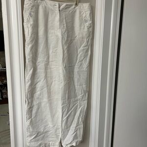 Chico's white linen wide leg pants